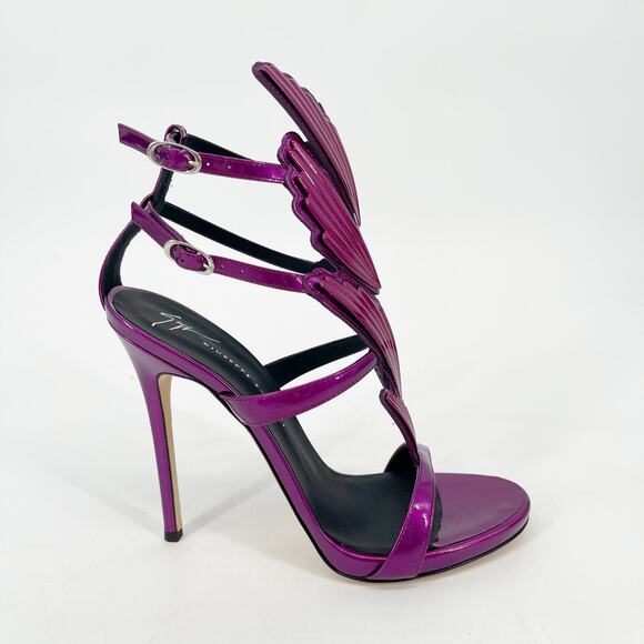 Giuseppe Zanotti Metallic Fuchsia Cruel Alien Wing Stiletto Heel Sandals 37.5 - Picture 4 of 13